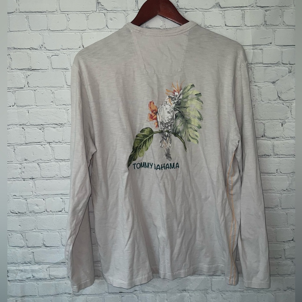 Tommy Bahama Gray & Green Floral long sleeve shirt size M - Picture 7 of 9